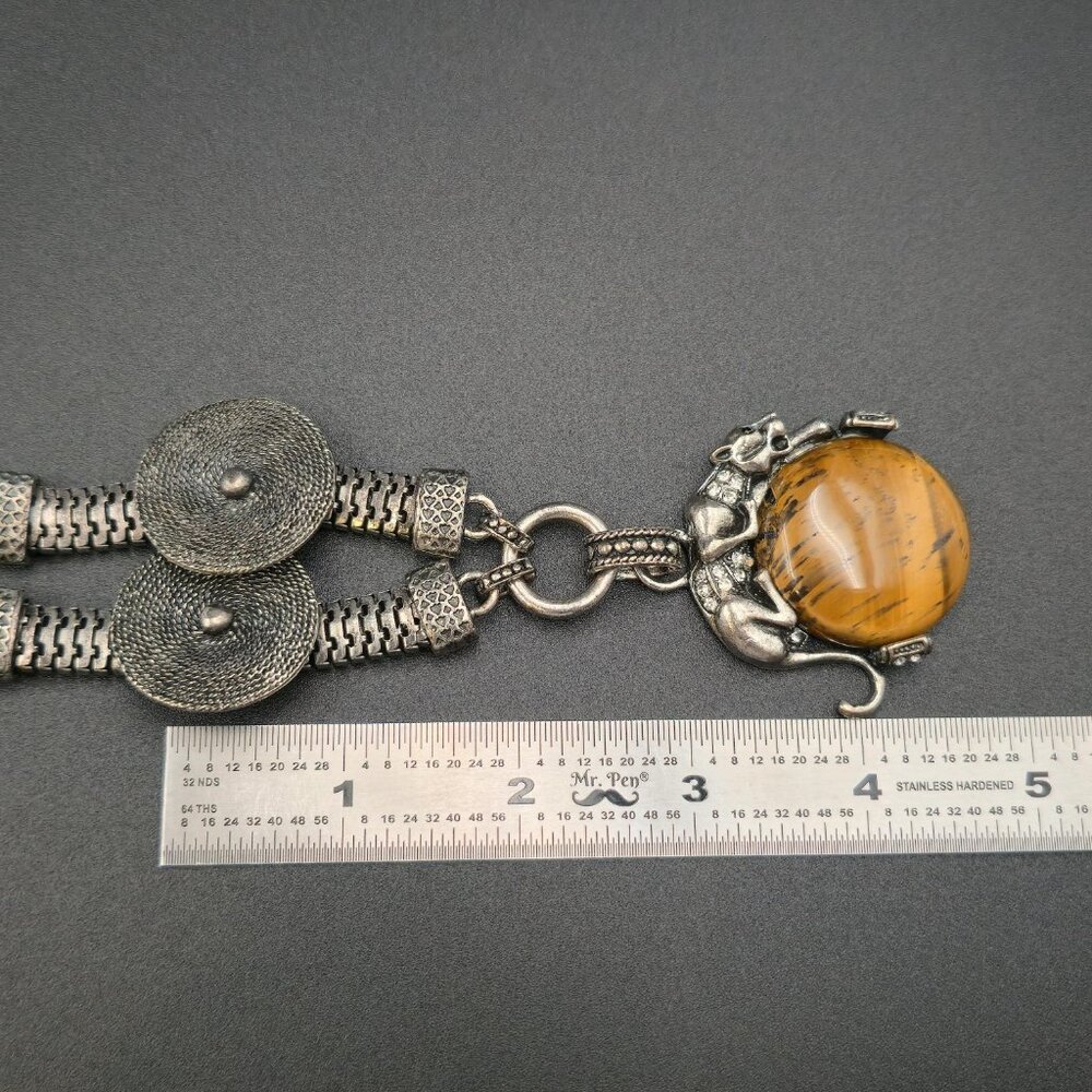 20 Inch Jungle Cat Tiger's Eye Stone Artisan Necklace B1046 - Picture 7 of 8